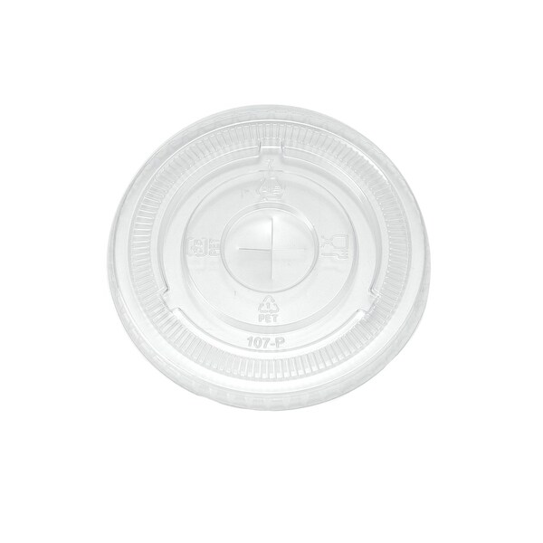 Rdi 107mm Clear PET Flat Lid with Straw Slot 500cs, 500PK LID-PET-107FL-SS - main