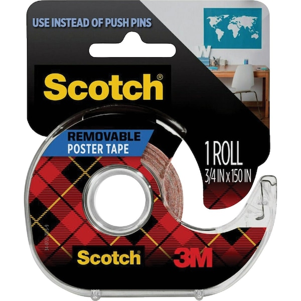 Scotch 3/4'' W.x150'' L. Clear Removable Double-Sided Poster Mounting Tape 109DC - main
