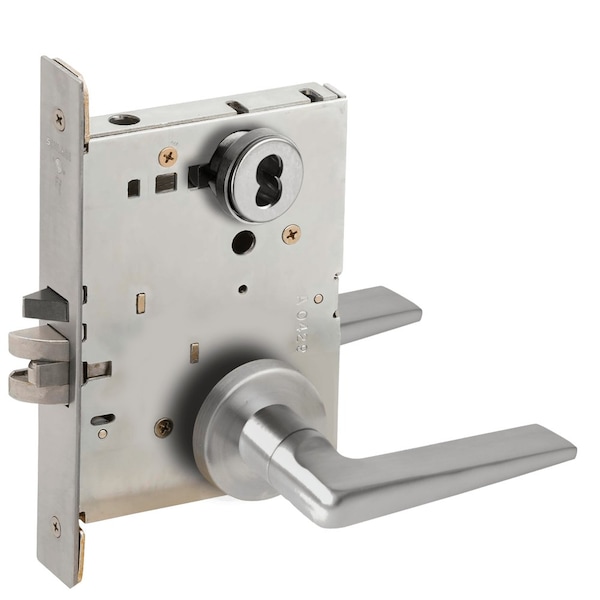 Schlage Grade 1 Classroom Mortise Lock, FSIC Less Core, 05 Lever, A Rose, Satin Chrome Finish, Fiel L9070J 05A 626 - main