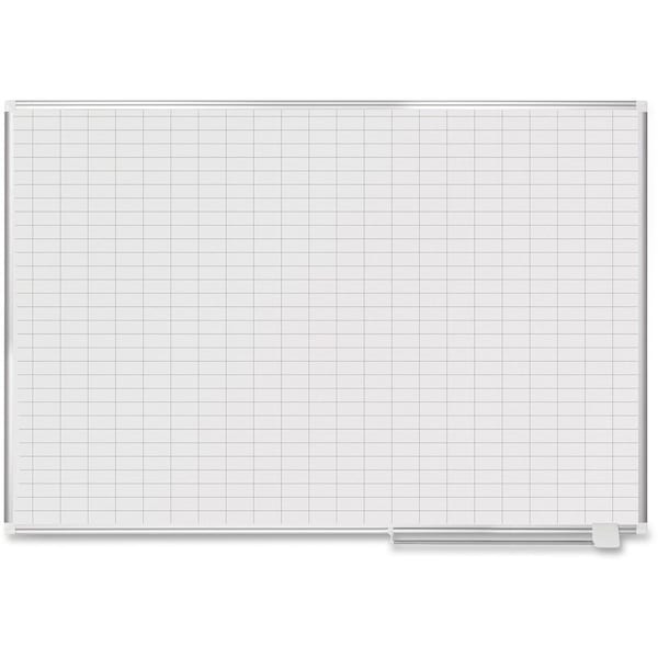 Mastervision Grid Board, Steel, 48 in, 72 in, Aluminum Frame, White, Gloss MA2792830 - main