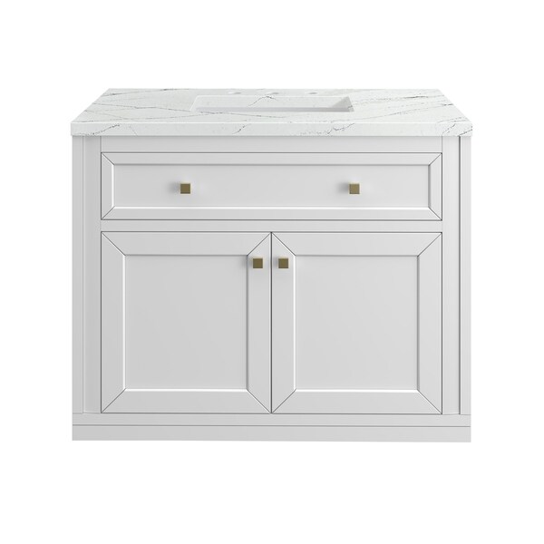 James Martin Vanities Chicago 36 in. Single Vanity, Glossy White, w/ 3 CM Ethereal Noctis Silestone Top 503-V36-GW-3ENC - main