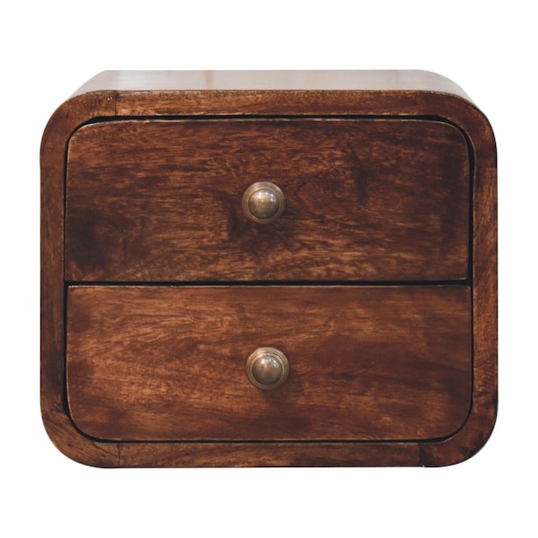 Homeroots 10" Brown Solid Wood Square Two Drawer Nightstand 651741 - main