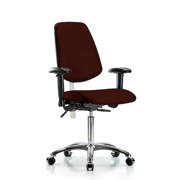 Blue Ridge Ergonomics Clean Room Chair Vin Med Ben Chair, Med, Bk, Burg, CL100, Adjustable Arms, 22" to 29" Height, Vinyl BR-NCR-VMBCH-MB-CR-T1-A1-NF-CC-8569 - main