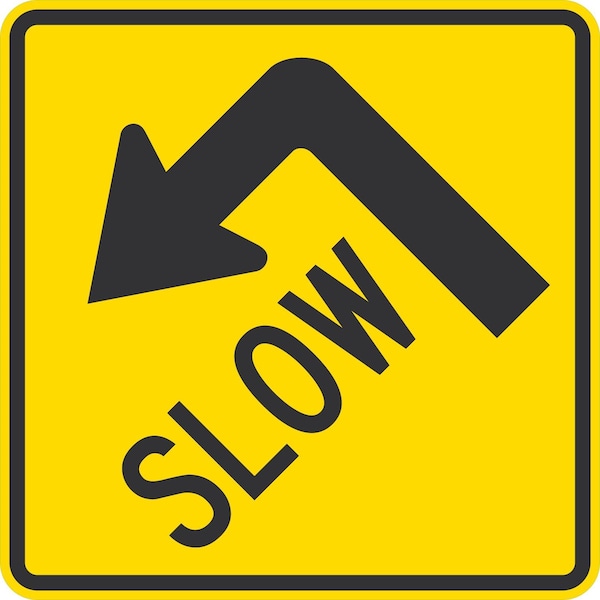 Lyle Slow (Left Arrow Symbol), 24x24, High Intensity Prismatic, Yellow G-13066-HI_24x24 - main