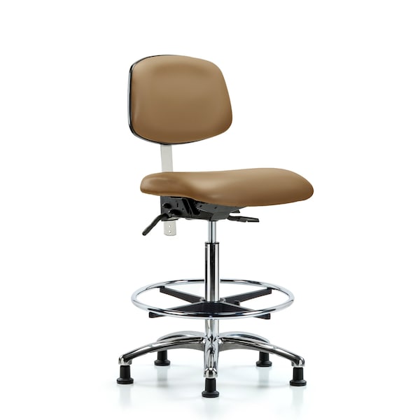 Blue Ridge Ergonomics Hi Bench Chair, Vinyl, CF, Glds, Taupe, CL100, No Arms, 26" to 35-1/2" Height, Taupe BR-NCR-VHBCH-CR-T1-A0-CF-RG-8584 - main