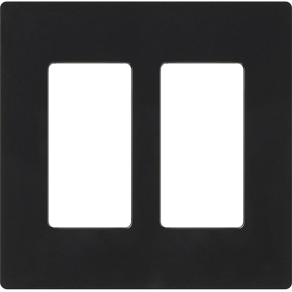 Lutron Designer Wall Plates, Number of Gangs: 2 Gloss Finish, Black CW-2-BL - main