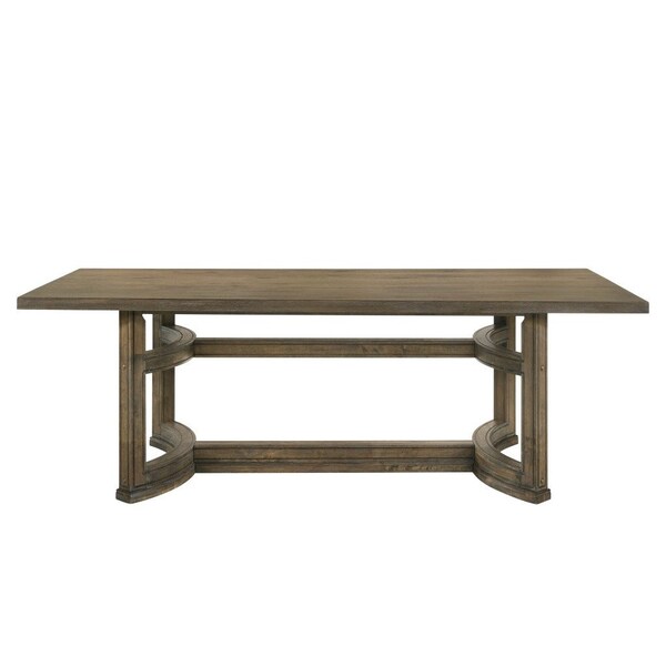Homeroots 88" Oak Wood Trestle Base Dining Table 631288 - main