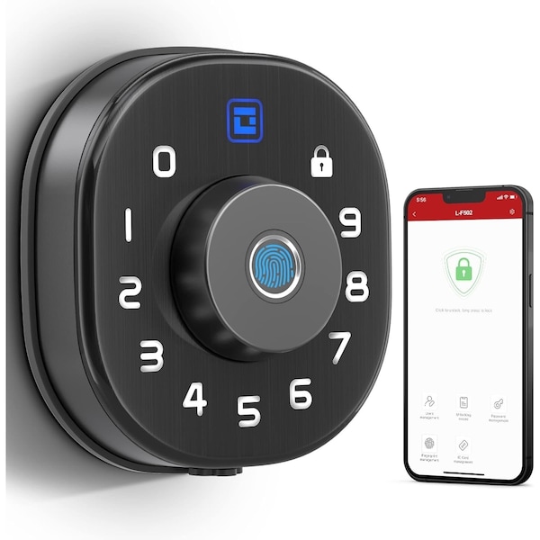 Wrightmaster 5 in 1 Corded Aluminum Smart Lock Deadbolt with App Biometric, IC Card, Keyless Entry Door Lock wit ZR-F502B - main