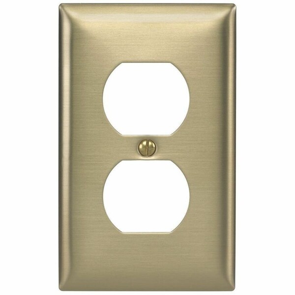 Hubbell Wiring Device-Kellems Duplex Receptacle Wall Plates, Number of Gangs: 1 Brass, Brushed Finish, Brass SB8 - main
