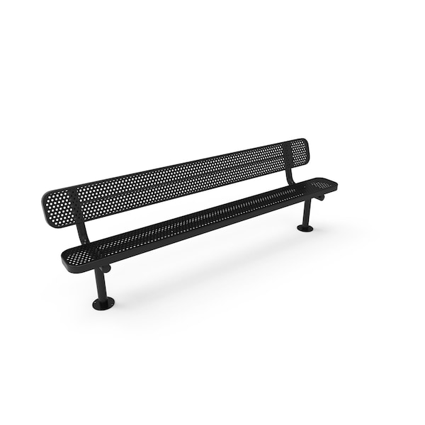 Mytcoat 8ft Outdoor Bench with Back, Surface Mount, Black, Punched Steel, Textured Coating 804229 - main