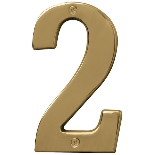 Hy-Ko Prestige Series House Number, Character 2, 5 in H Character, Brass Character, Brass BR-51PB/2 - main