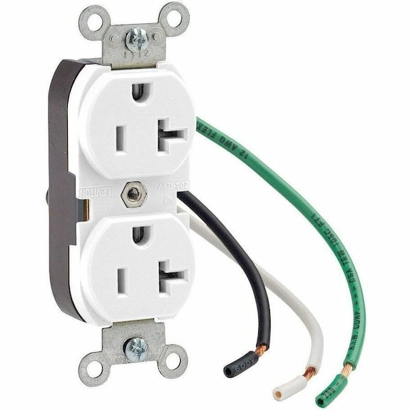 Leviton Industrial Series Heavy Duty Grade Duplex Receptacle, 20 Amp, 125 Volt 5362-LW - main
