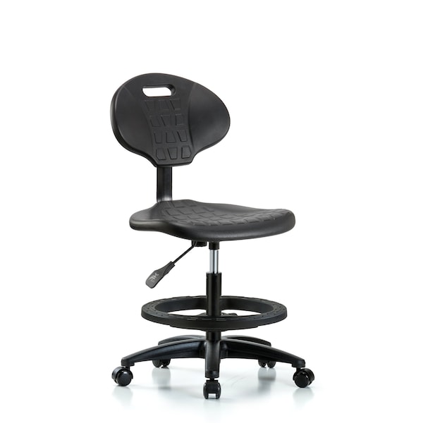 Blue Ridge Ergonomics Erie Med Bench Chair, BF, Casters, No Arms, 19" to 27" Height, Black; Blue BR-TPMBCH-RG-A0-BF-RC - main