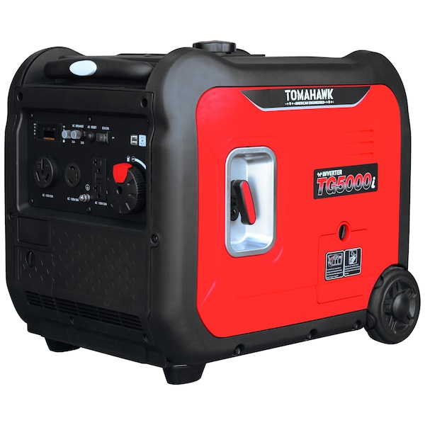 Tomahawk Power Portable and Inverter Generator, Gasoline, 5,000 W Rated, 5,500 W Surge, 120V AC, 30/20 A TG5500i - main