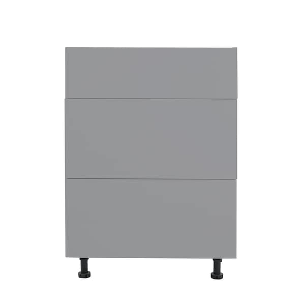 Cambridge Radiance 24in W x 24in D x34.50in H Ready to Assemble Slab Drawer Base Kitchen Cabinet in Matte Grey SA-DB24-MG-KIT - main