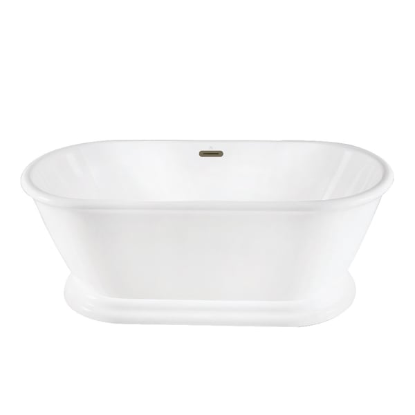 Kingston Brass 66-Inch Acrylic Oval Double Ended Pedestal Tub with Drain, No Faucet Drillings VTDE663124C423 - main
