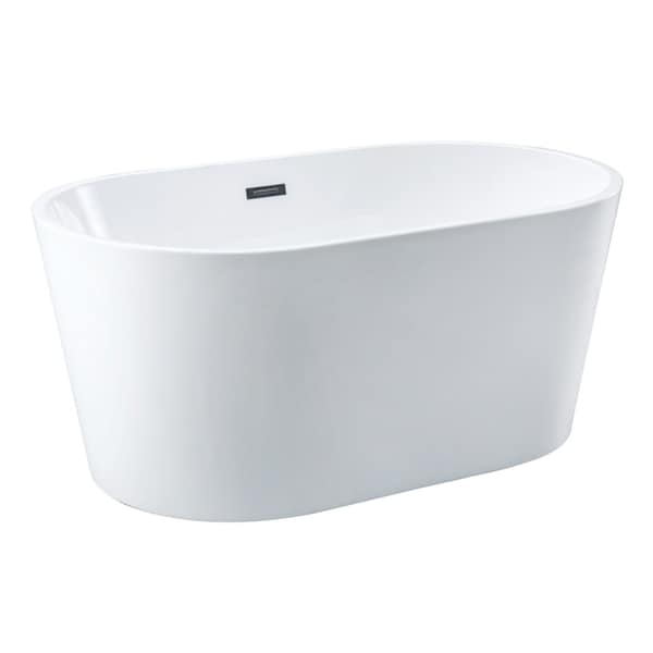 Kingston Brass 53" Acrylic Oval Double Ended Freestanding Tub with Drain, Glossy White VTDE533023 - main