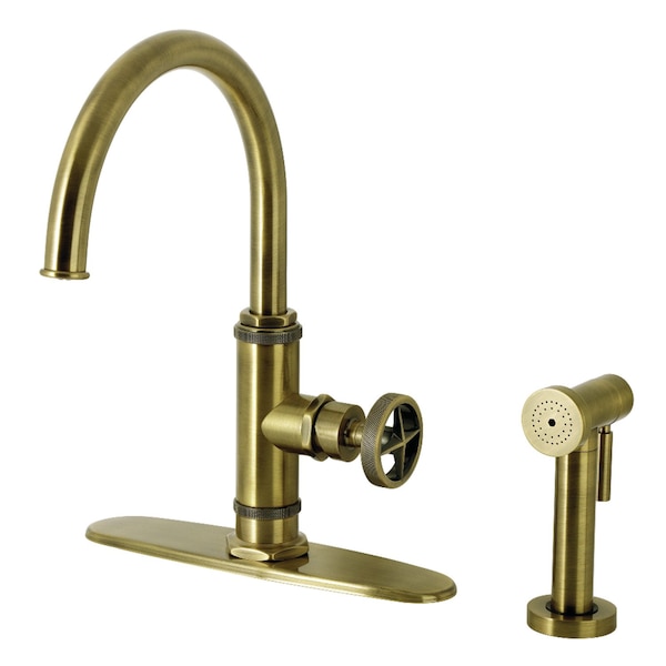 Kingston Brass Single-Handle Kitchen Faucet, Antique Brass KSD2433RNX - main