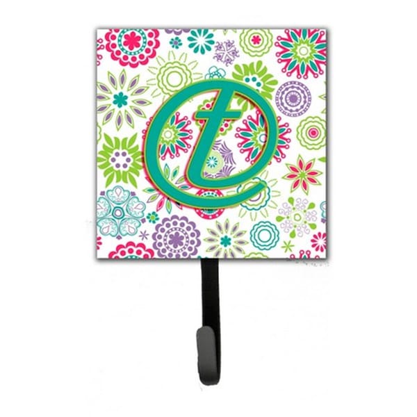 Carolines Treasures Letter T Flowers Pink Teal Green Initial Leash and Key Holder CJ2011-TSH4 - main