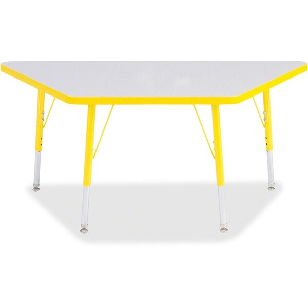 Jonti-Craft Berries Trapezoid Activity Tables, 24 in. x 48 in., E-height, Freckled Gray/Yellow/Gray 6438JCE007 - main