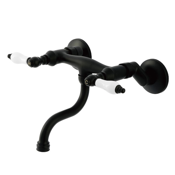 Kingston Brass Double-Handle Wall Mount Bathroom Faucet, Matte Black KS2110PL - main