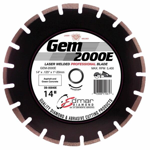Continental Abrasives 14in x .125 x 1in-20mm Asphalt and Green Concrete Heavy Duty Blade DB-00040E - main
