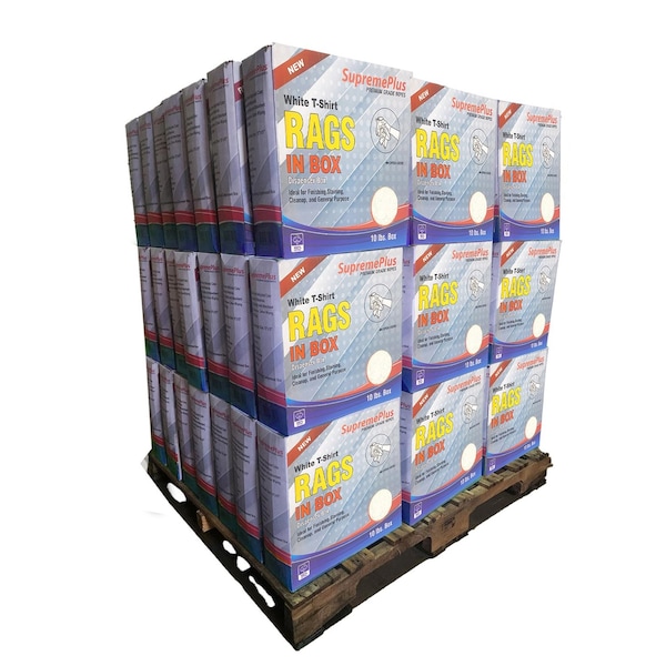 Supremeplus New White Knit T-Shirt Cleaning Rags, 960 lbs. Pallet, 96 x 10 lbs. Compressed Box, 96PK SP-1025 - main