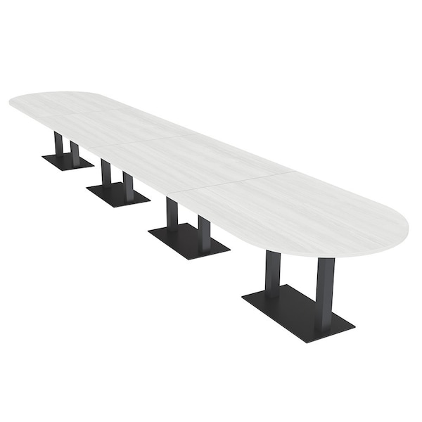Skutchi Designs Racetrack Conference Table With Power Unit, 48 in W, 240 in L, White HAR-RAC-48X240-DOU.BK-WA7976-NA - main