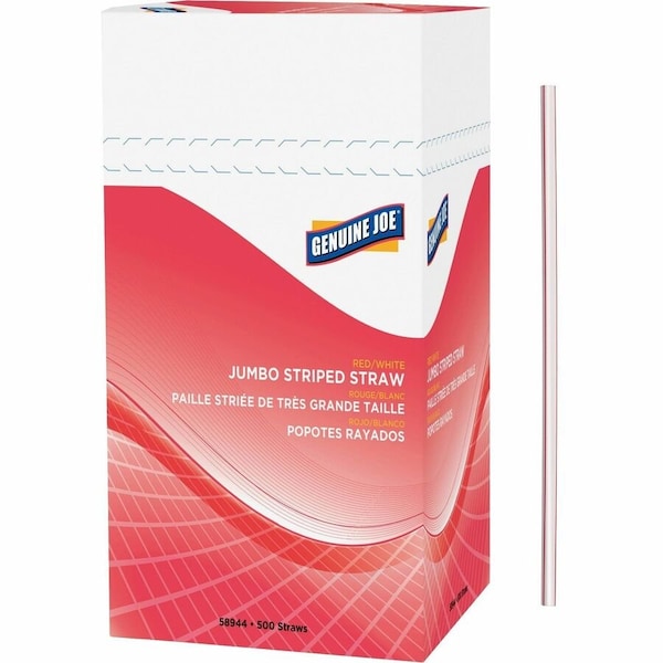 Genuine Joe Jumbo Striped Straws, 500PK GJO58944 - main