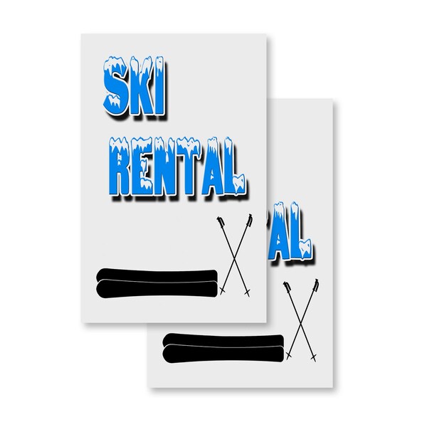 Signmission Ski Rental, Vinyl Decals Only 24 Inch x 36 Inch, Vinyl Decal, 2PK DSB-2436-2PACK-Ski Rental - main