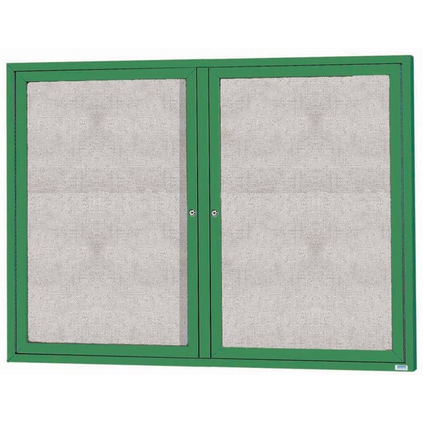 Aarco Outdoor Illuminated Enclosed Bulletin Board w/ Al Frame, Powder Coated Green, 48''Hx60''W ODCC4860RIG - main