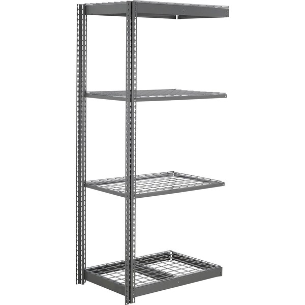 Global Industrial 4 Shelf, Commercial Duty Boltless Shelving, Add On, 36"W x 18"D x 96"H, Wire Deck B3165684 - main