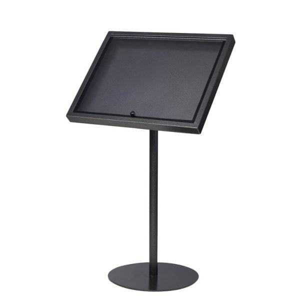 M&T Displays Metal Enclosed Bulletin Menu Board Pedestal Menu Holder 4x8.5 x 11in Black Pattern Floor Standing UMBO0N0481X2000 - main