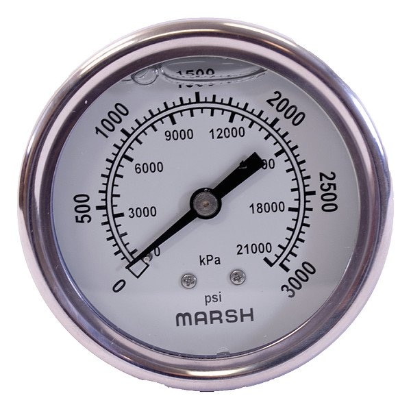 Marsh Pressure Gauge, 1/4 in NPT, Center Back Location J6446P - main
