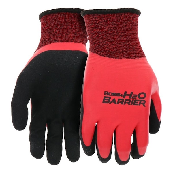 Boss Tactile Grip H20 Barrier Series Gloves, Men's, L, Elastic Knit Wrist, Slip-On Cuff, Latex Coating, PR B32231-L - main