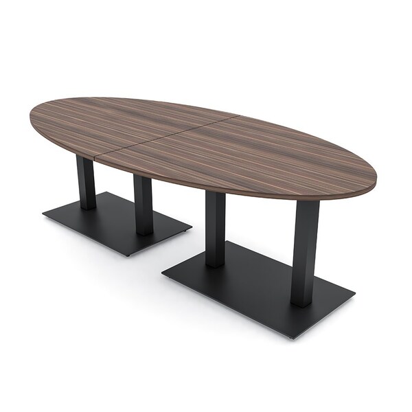 Skutchi Designs Oval Conference Table With Power Unit, 48 in W, 96 in L, Brown HAR-OVL-48X96-DOU.BK-H3041-NA - main