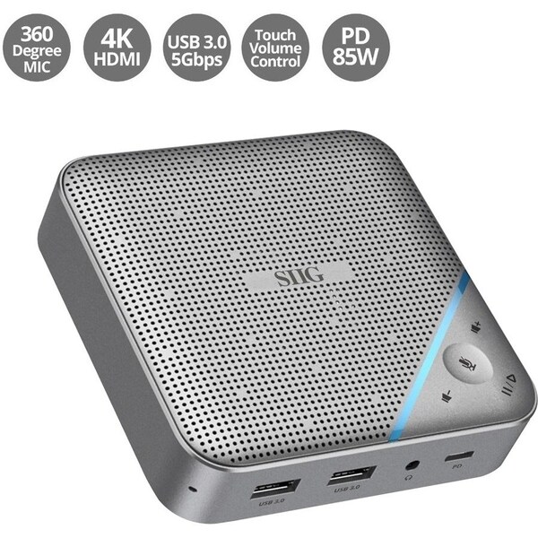 Siig USB-C MULTITASK MINI DOCK WITH CONFERENCE SPEAKER, 4K HDMI, ONE TOUCH MUTE & VOL JU-DK0S11-S1 - main