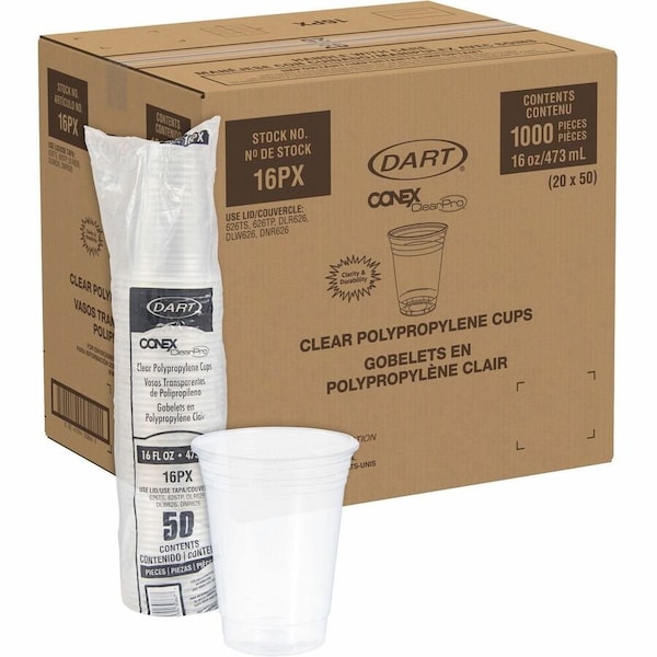 Dart Disposable Cold Cup 16 oz. Clear, Plastic, Pk1000 16PX - main