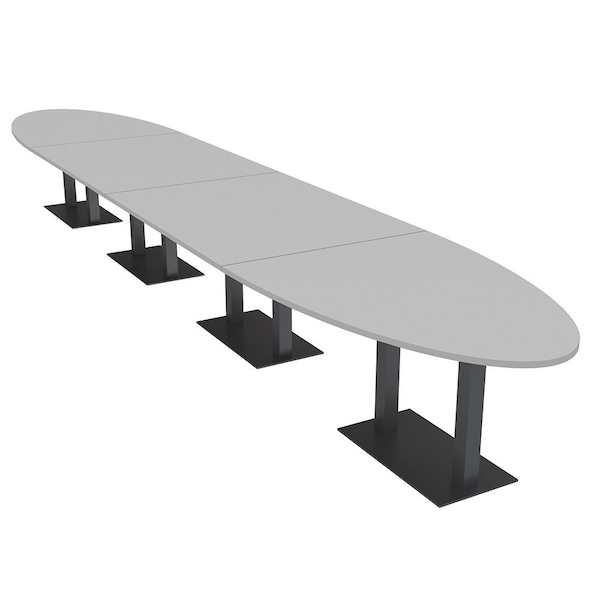 Skutchi Designs Oval Conference Table With Power, 48 in W, 264 in L, Grey HAR-OVL-48X264-DOU.BK-U779-NA - main