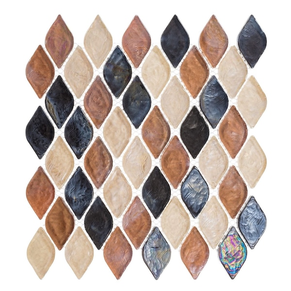Andova Tiles Plume 2.25" x 1.25" Glass Novelty Mosaic Wall Tile ANDPLU513 - main