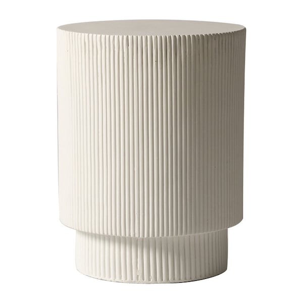 Leisuremod Eden 14 in Round Stone Side Table, Weatherproof Pedestal Base, Fully Assembled EST14W - main