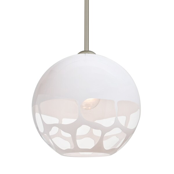 Besa Lighting Rocky Stem Pendant, White, Satin Nickel Finish, 1x60W Incandescent 1TT-ROCKYWH-SN - main