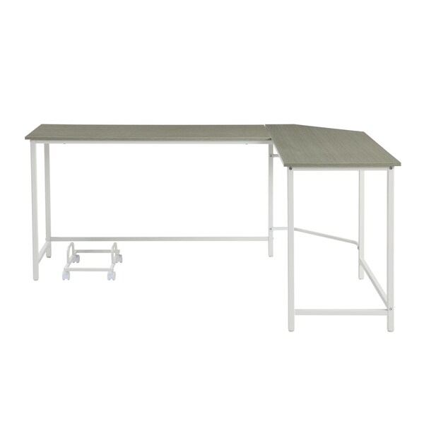 Homeroots 66" Gray and White L Shape Computer Desk 491513 - main