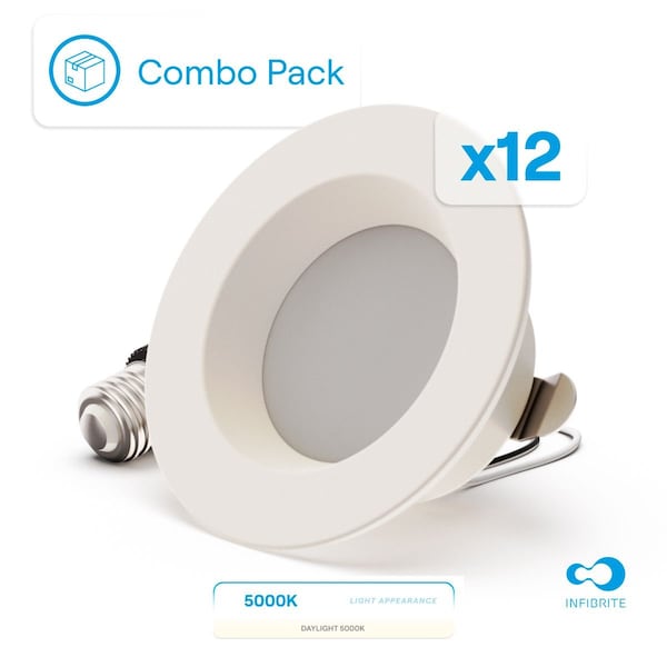 Infibrite 4 In. Retrofit 5000K Daylight LED Recessed Light 9W 750LM, Dimmable, Wet Rated, 12PK IB-005-5-9W-WH-12PK - main