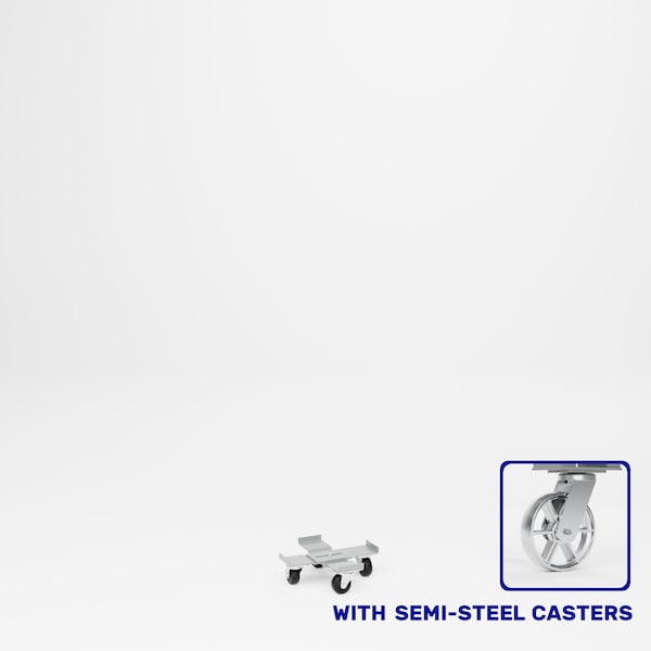 Pucel Adjustable Drum Dolly, Adjusts 14-1/4in to 19-1/4in, 4in Floor Clearance, Semi-Steel Casters, Gray AD-15-S - main