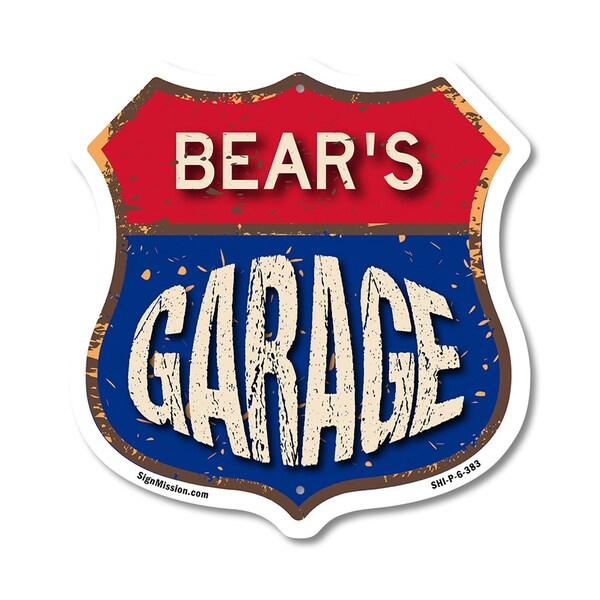 Signmission Bear's Garage, 6 Inch X 6 Inch, Plastic Sign SHI-P-6-383-BEAR - main