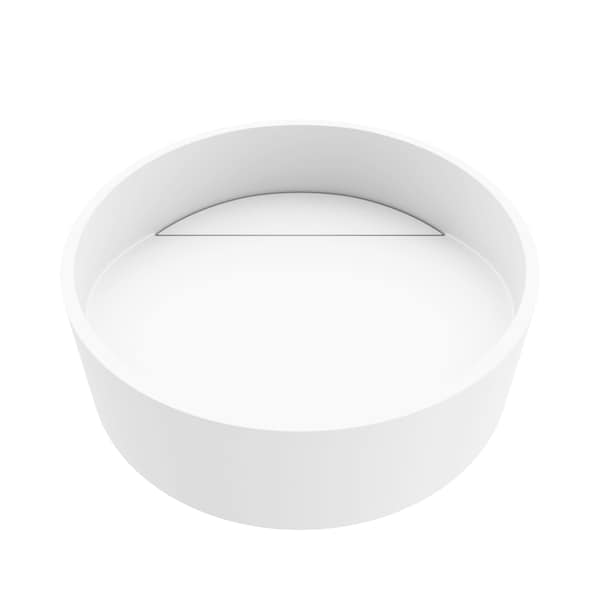Vigo Starr Modern White Matte Stone 15 in. L x 15 in. W x 5 in. H Round Vessel Bathroom Sink VG04018 - main