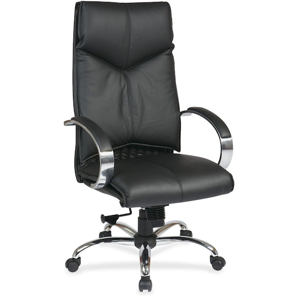 Office Star Exec Chair, Leather, Black, 16-19" Seat Ht, Back Width: 20" 8200 - main