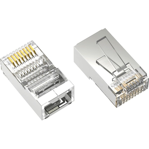 Axiom RJ45 Cat.5e Shielded Plug, Solid/Stranded Wire, 50 Micron, 100-Pack - 100 - Shielding - Clear RJ45C5SS100-AX - main