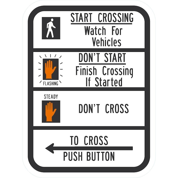 Lyle Start Crossing Watch For Vehicles, (hand symbols), 9x12, Engineer Grade, White G-17515-EG_9x12 - main